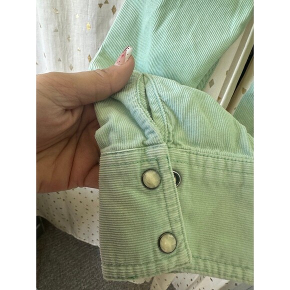 American Eagle Women's Mint Corduroy Snap Button Down Trucker Shacket Jacket M - Picture 5 of 7